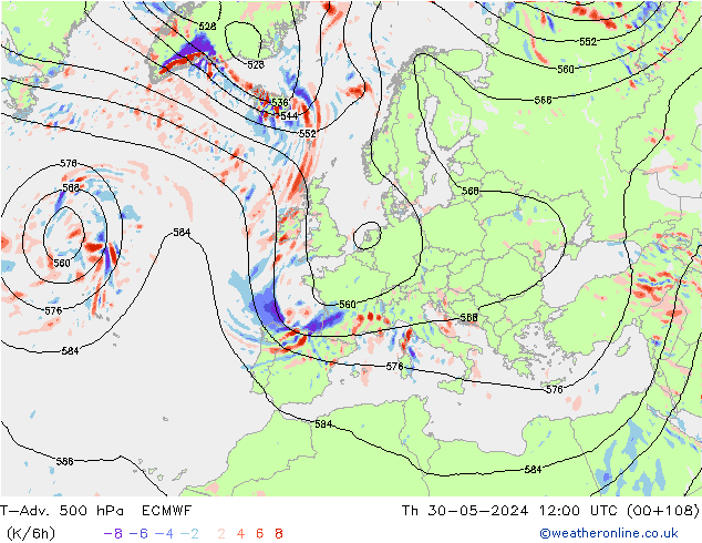 T-Adv. 500 hPa ECMWF Per 30.05.2024 12 UTC