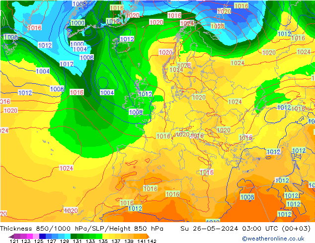 850-1000 hPa Kalınlığı ECMWF Paz 26.05.2024 03 UTC