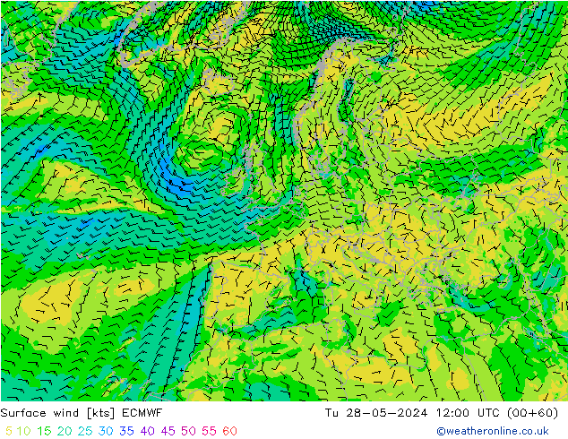 Prec 6h/Wind 10m/950 ECMWF mar 28.05.2024 12 UTC