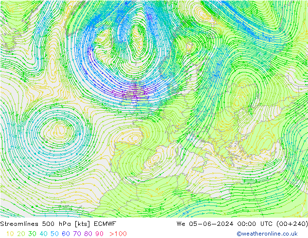ветер 500 гПа ECMWF ср 05.06.2024 00 UTC