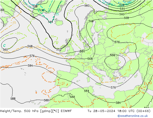 Z500/Regen(+SLP)/Z850 ECMWF di 28.05.2024 18 UTC