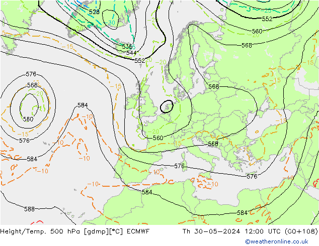Z500/Rain (+SLP)/Z850 ECMWF ��� 30.05.2024 12 UTC