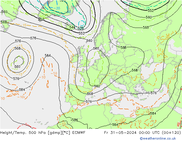 Height/Temp. 500 hPa ECMWF ven 31.05.2024 00 UTC