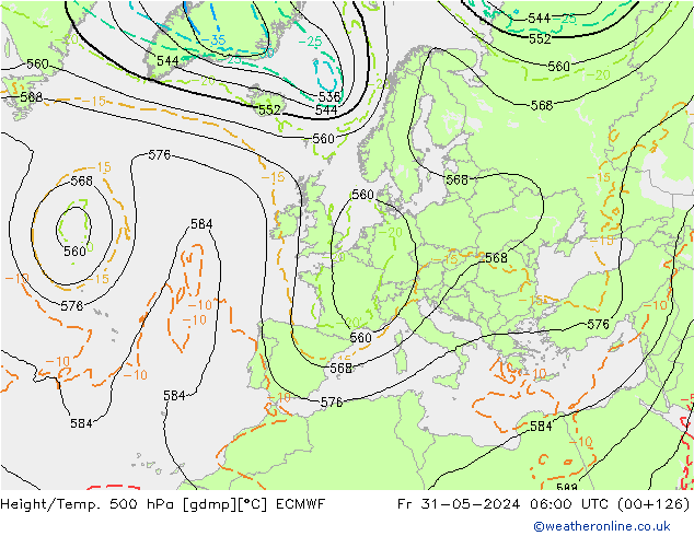 Z500/Yağmur (+YB)/Z850 ECMWF Cu 31.05.2024 06 UTC