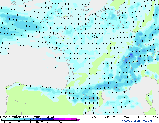 Z500/Yağmur (+YB)/Z850 ECMWF Pzt 27.05.2024 12 UTC