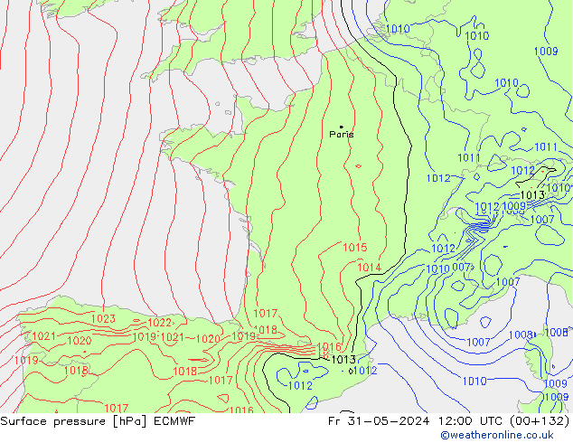 pressão do solo ECMWF Sex 31.05.2024 12 UTC