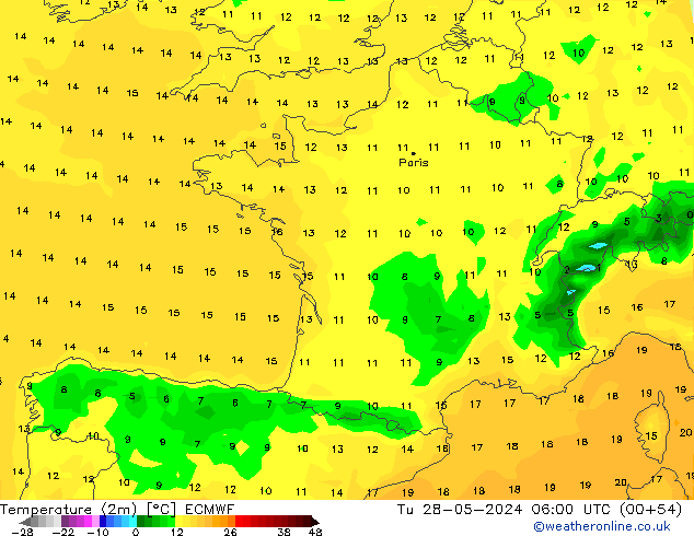 Temperatura (2m) ECMWF Ter 28.05.2024 06 UTC