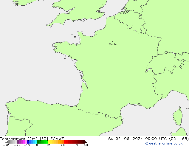 Temperatura (2m) ECMWF Dom 02.06.2024 00 UTC