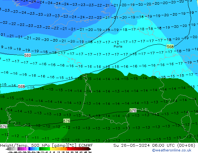 Z500/Rain (+SLP)/Z850 ECMWF Dom 26.05.2024 06 UTC