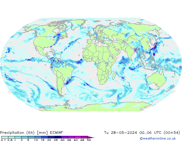 Precipitación (6h) ECMWF mar 28.05.2024 06 UTC