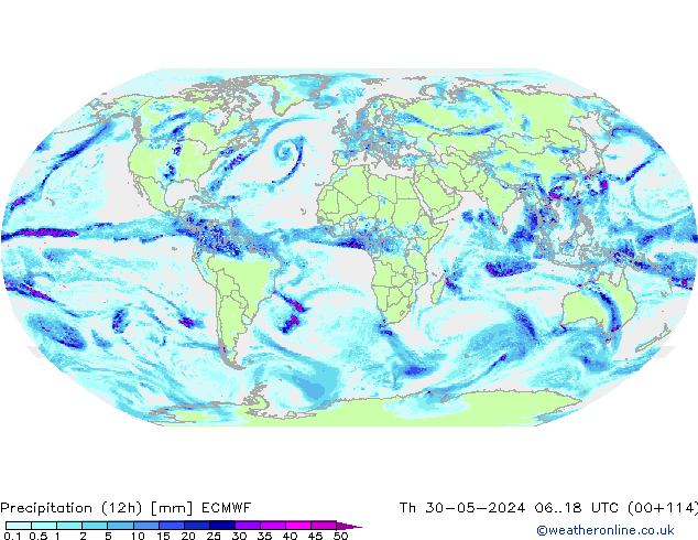 Precipitação (12h) ECMWF Qui 30.05.2024 18 UTC