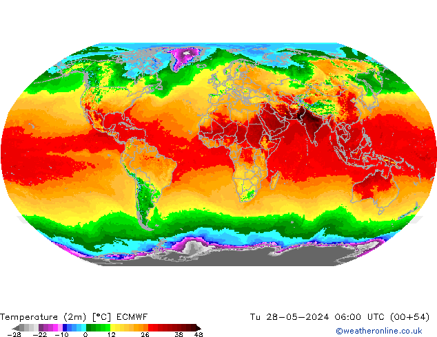 Temperatura (2m) ECMWF mar 28.05.2024 06 UTC