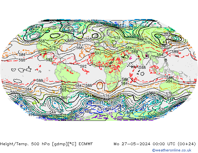 Z500/Rain (+SLP)/Z850 ECMWF  27.05.2024 00 UTC