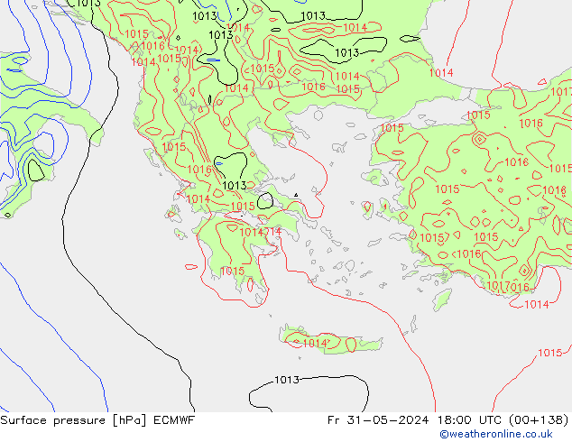 Pressione al suolo ECMWF ven 31.05.2024 18 UTC