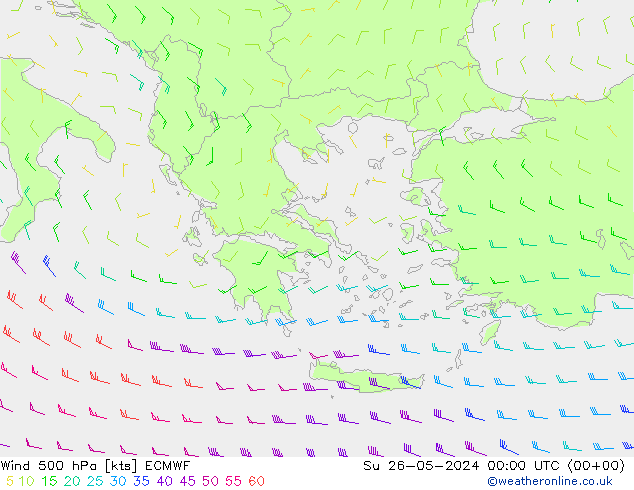 ветер 500 гПа ECMWF Вс 26.05.2024 00 UTC