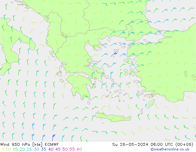 Wind 950 hPa ECMWF Ne 26.05.2024 06 UTC