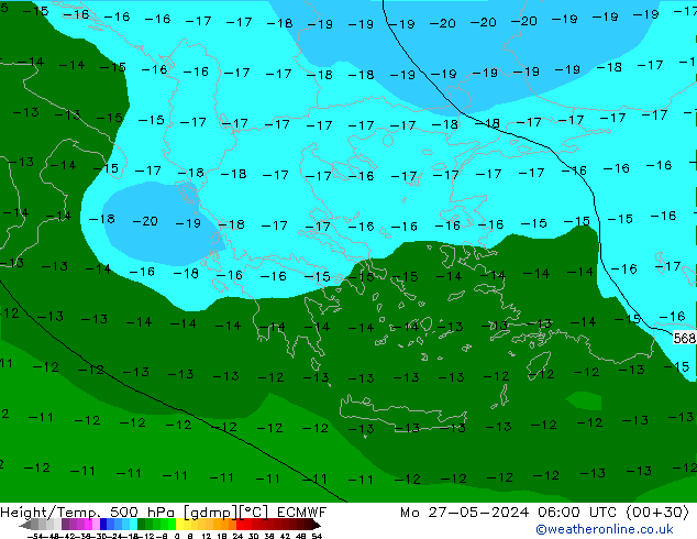 Z500/Rain (+SLP)/Z850 ECMWF lun 27.05.2024 06 UTC