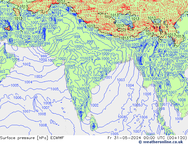 pressão do solo ECMWF Sex 31.05.2024 00 UTC