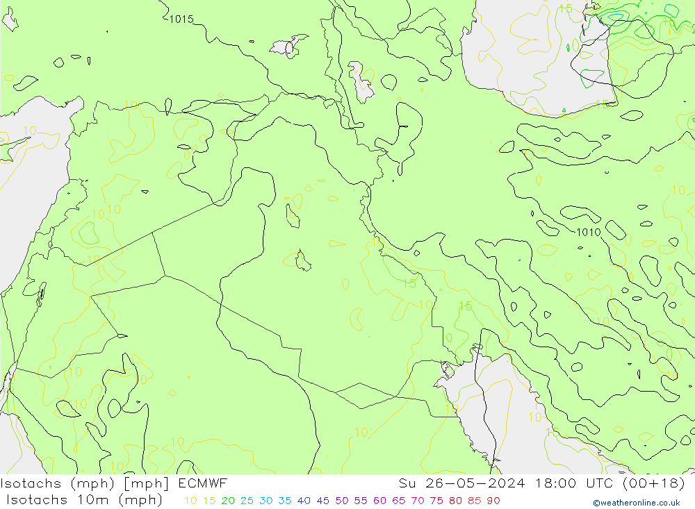 Isotaca (mph) ECMWF dom 26.05.2024 18 UTC