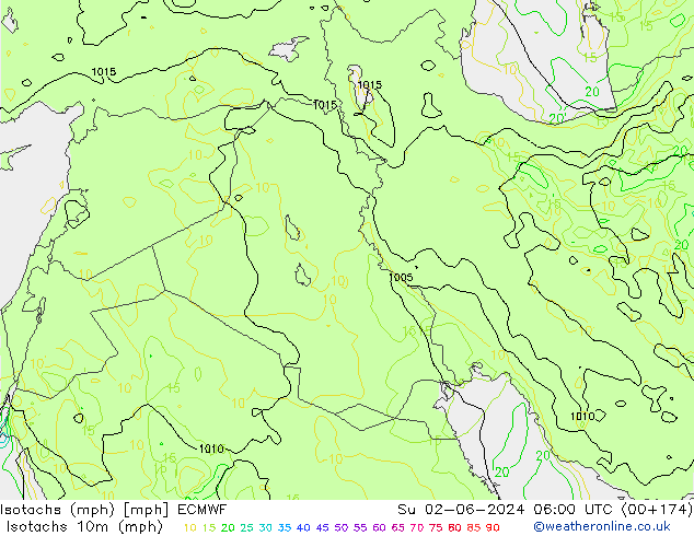 Isotachs (mph) ECMWF Su 02.06.2024 06 UTC