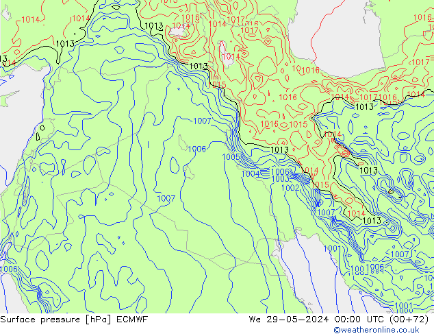 Atmosférický tlak ECMWF St 29.05.2024 00 UTC