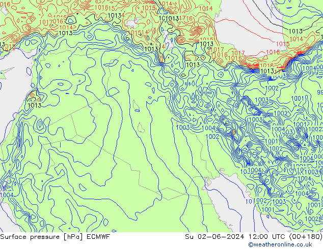 Surface pressure ECMWF Su 02.06.2024 12 UTC