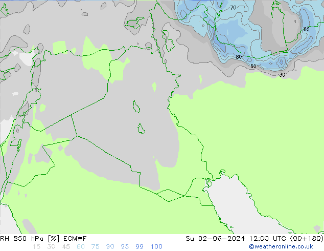 RH 850 hPa ECMWF  02.06.2024 12 UTC