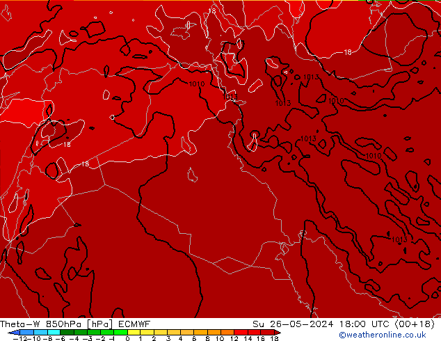 Theta-W 850hPa ECMWF Su 26.05.2024 18 UTC