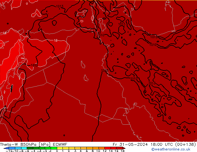 Theta-W 850hPa ECMWF Sex 31.05.2024 18 UTC