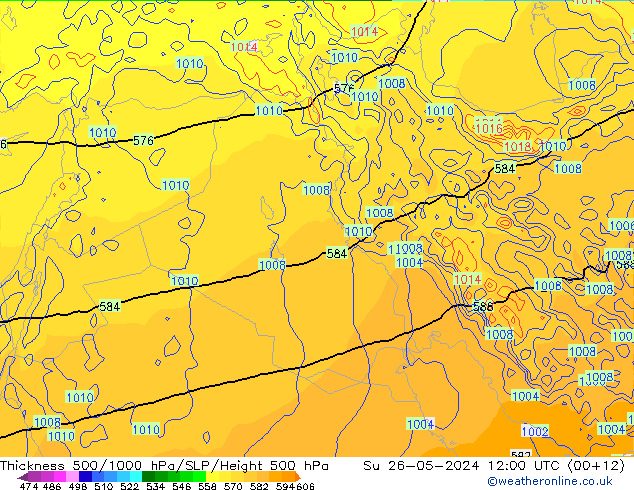 Thck 500-1000гПа ECMWF Вс 26.05.2024 12 UTC