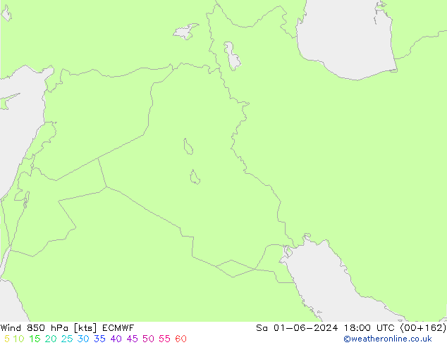 Rüzgar 850 hPa ECMWF Cts 01.06.2024 18 UTC