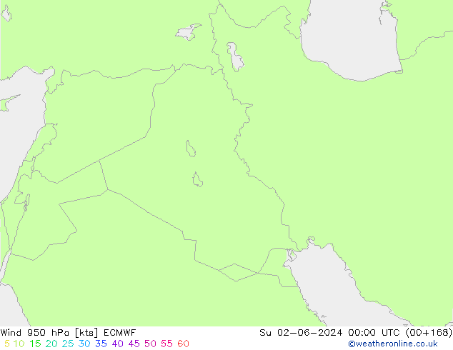 Vento 950 hPa ECMWF Dom 02.06.2024 00 UTC