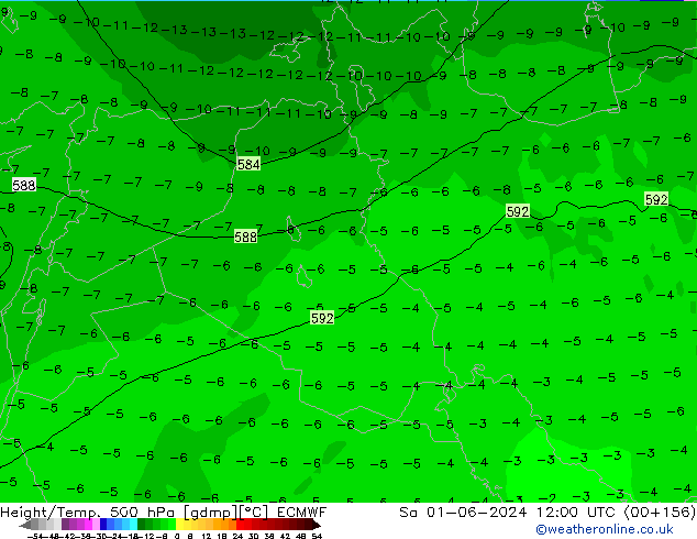 Z500/Rain (+SLP)/Z850 ECMWF Sa 01.06.2024 12 UTC