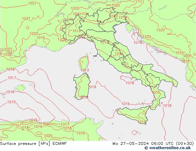 Surface pressure ECMWF Mo 27.05.2024 06 UTC