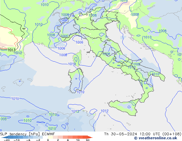 Drucktendenz ECMWF Do 30.05.2024 12 UTC