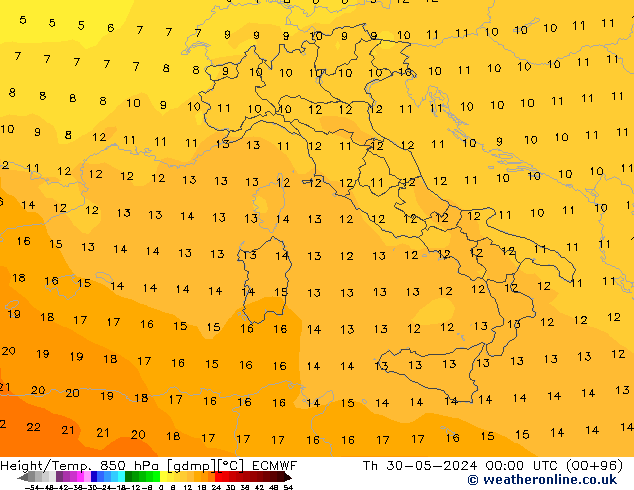 Z500/Rain (+SLP)/Z850 ECMWF jue 30.05.2024 00 UTC