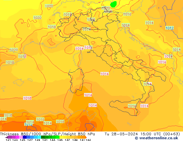 Thck 850-1000 hPa ECMWF Út 28.05.2024 15 UTC