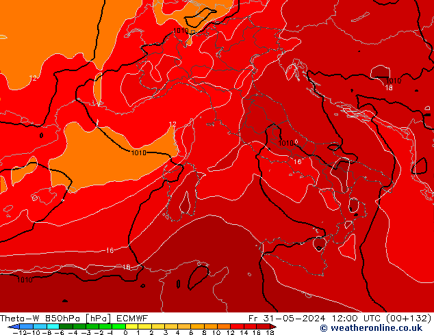 Theta-W 850hPa ECMWF vr 31.05.2024 12 UTC