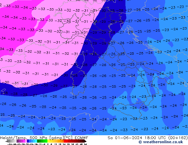 Z500/Rain (+SLP)/Z850 ECMWF So 01.06.2024 18 UTC