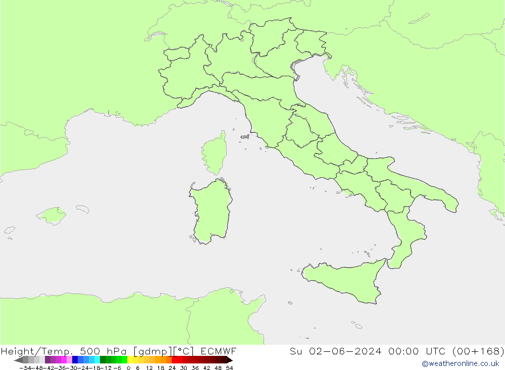 Geop./Temp. 500 hPa ECMWF dom 02.06.2024 00 UTC