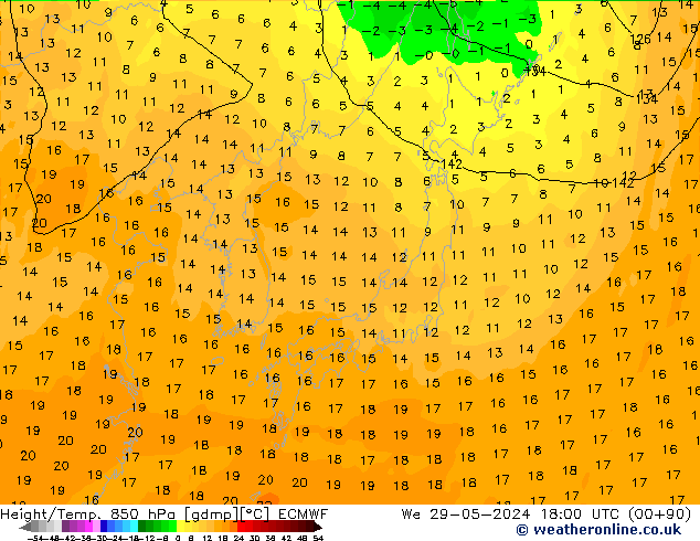 Z500/Rain (+SLP)/Z850 ECMWF We 29.05.2024 18 UTC