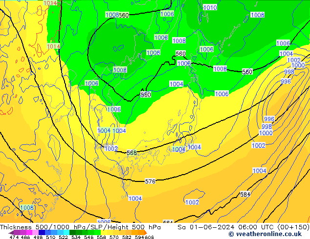 Thck 500-1000hPa ECMWF so. 01.06.2024 06 UTC