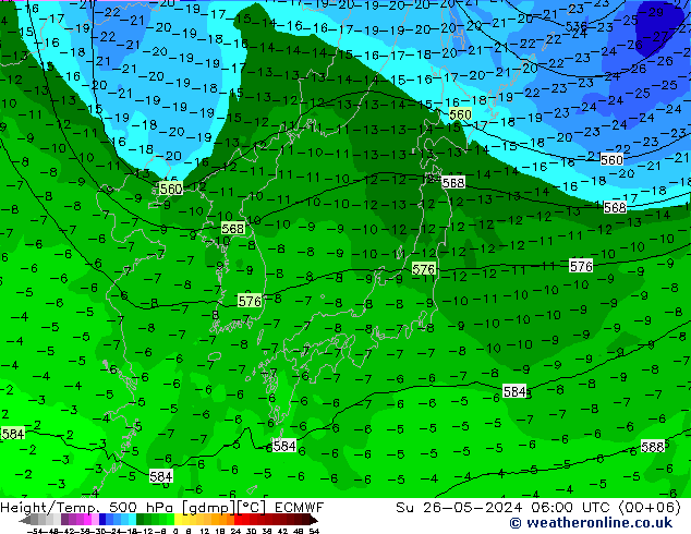 Z500/Rain (+SLP)/Z850 ECMWF nie. 26.05.2024 06 UTC