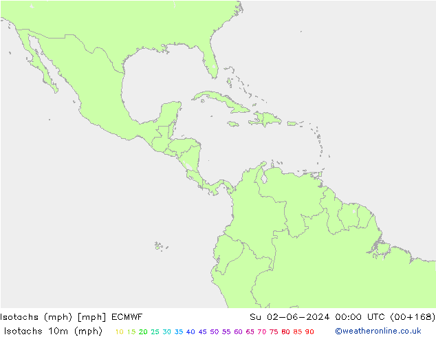 Isotachs (mph) ECMWF  02.06.2024 00 UTC