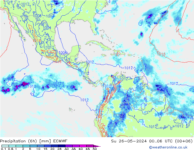 Z500/Yağmur (+YB)/Z850 ECMWF Paz 26.05.2024 06 UTC