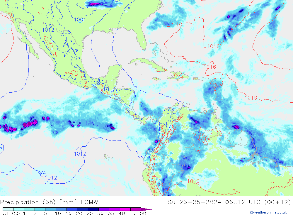 Z500/Rain (+SLP)/Z850 ECMWF Su 26.05.2024 12 UTC