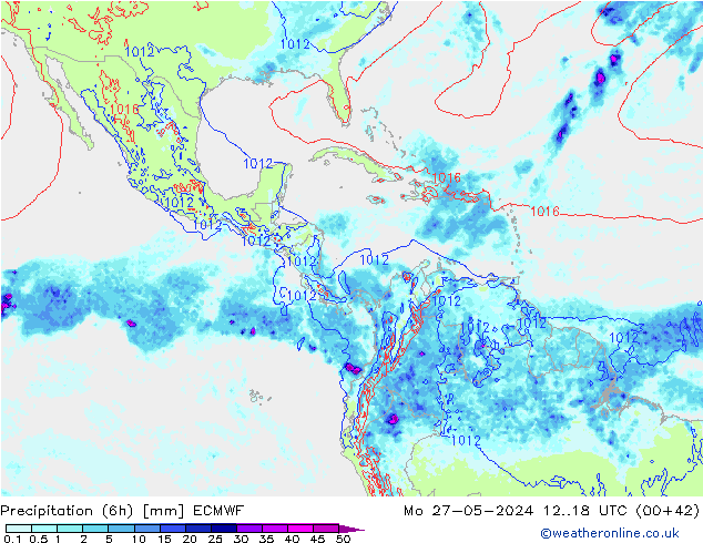 Precipitazione (6h) ECMWF lun 27.05.2024 18 UTC