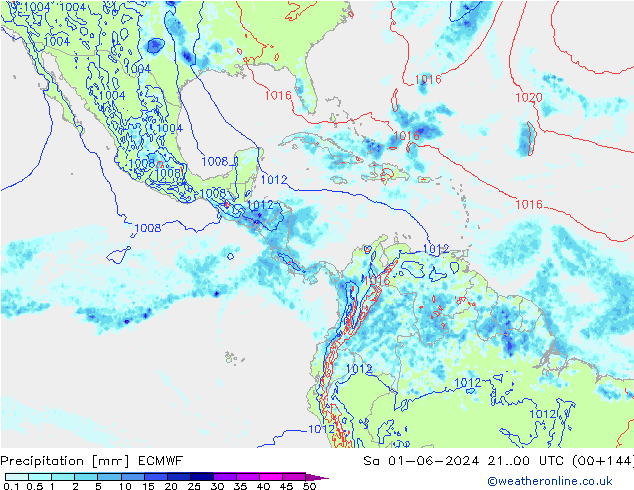 Precipitation ECMWF Sa 01.06.2024 00 UTC