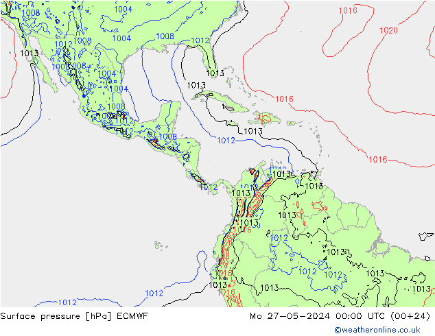 Pressione al suolo ECMWF lun 27.05.2024 00 UTC