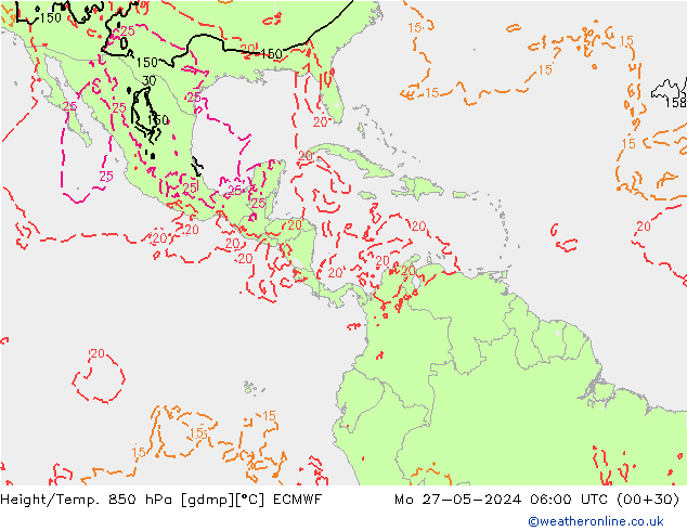 Height/Temp. 850 hPa ECMWF lun 27.05.2024 06 UTC